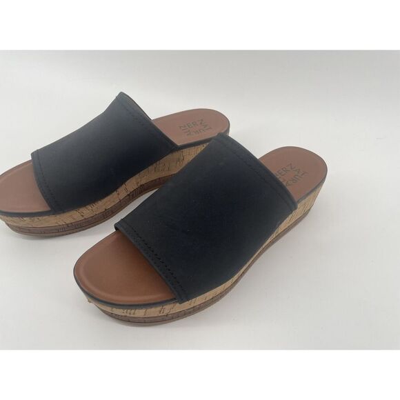 Naturalizer‎ Sandals Black Women's 8.5 Platform Wedge Cork Heel Boho - Picture 1 of 8